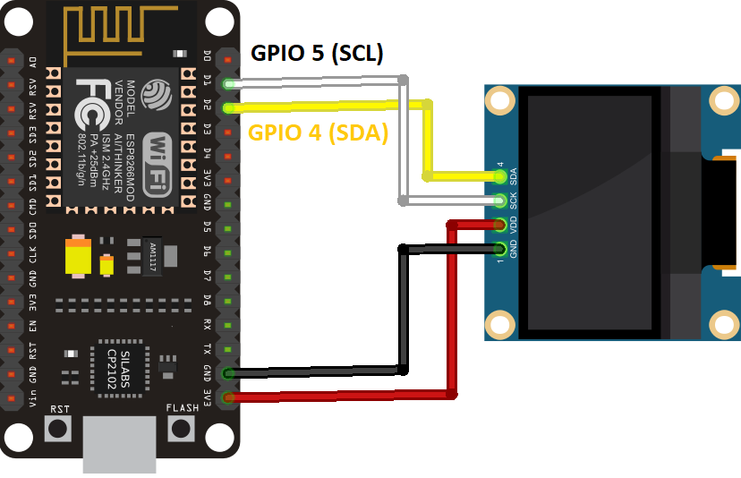 ESP8266 Arduino OLED Display Circuit Schematic