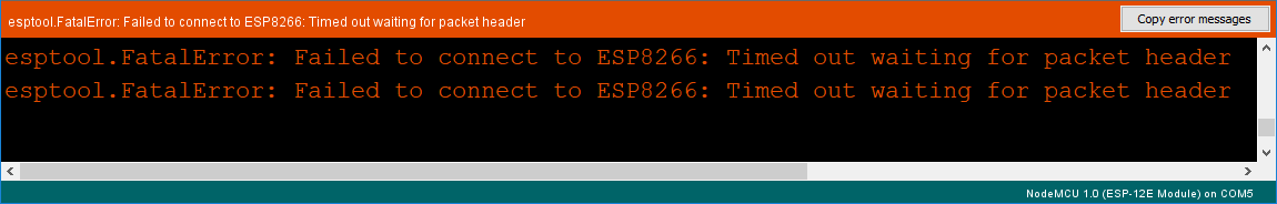Install ESP8266 Board in Arduino IDE in less than 1 minute 13 Failed to connect to ESP8266 Timed out