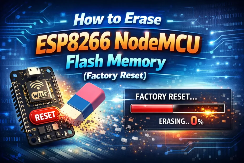 How to Erase ESP8266 NodeMCU Flash Memory (Factory Reset)