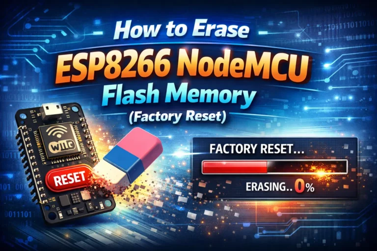 How to Erase ESP8266 NodeMCU Flash Memory (Factory Reset) 1 How to Erase ESP8266 NodeMCU Flash Memory (Factory Reset)