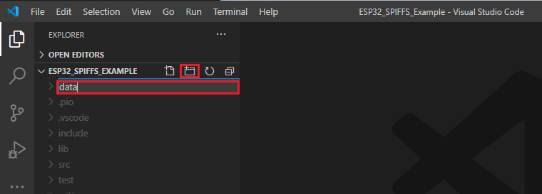 Use ESP32 with VS Code & Platformio IDE to Upload Files to Filesystem (SPIFFS) 2 Create a data folder VS Code PlatformIO ESP32