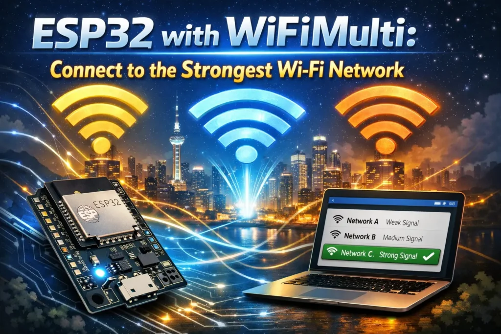 ESP32 with WiFiMulti: Connect to the Strongest Wi-Fi Network 7 ESP32 with WiFiMulti: Connect to the Strongest Wi-Fi Networ