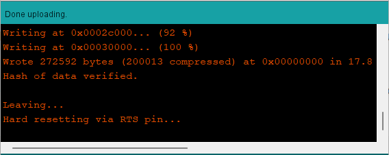 Arduino IDE Done Uploading Success