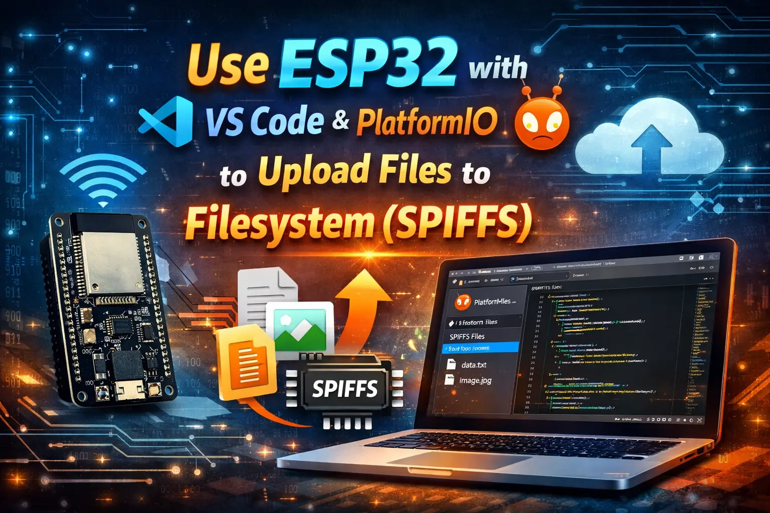 Use ESP32 with VS Code & Platformio IDE to Upload Files to Filesystem (SPIFFS)
