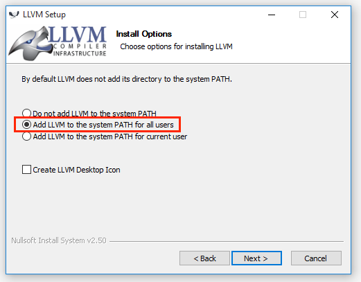 clang installer add path