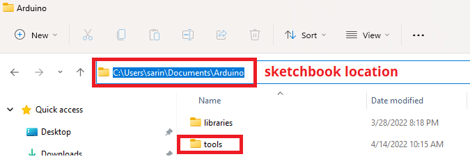 creating tools folder sketchbook location