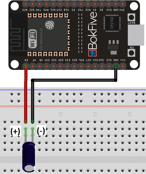 esp32 capacitor flashing mode automatic