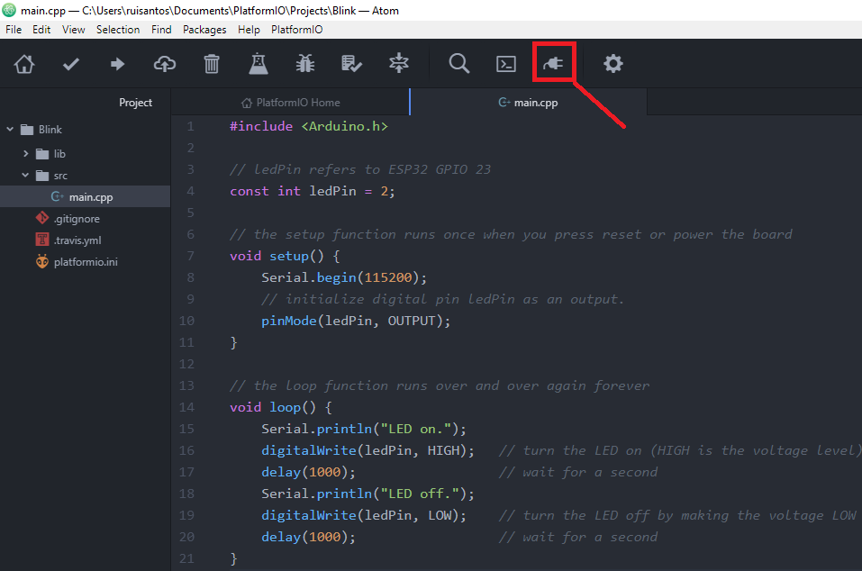 platformio open serial monitor