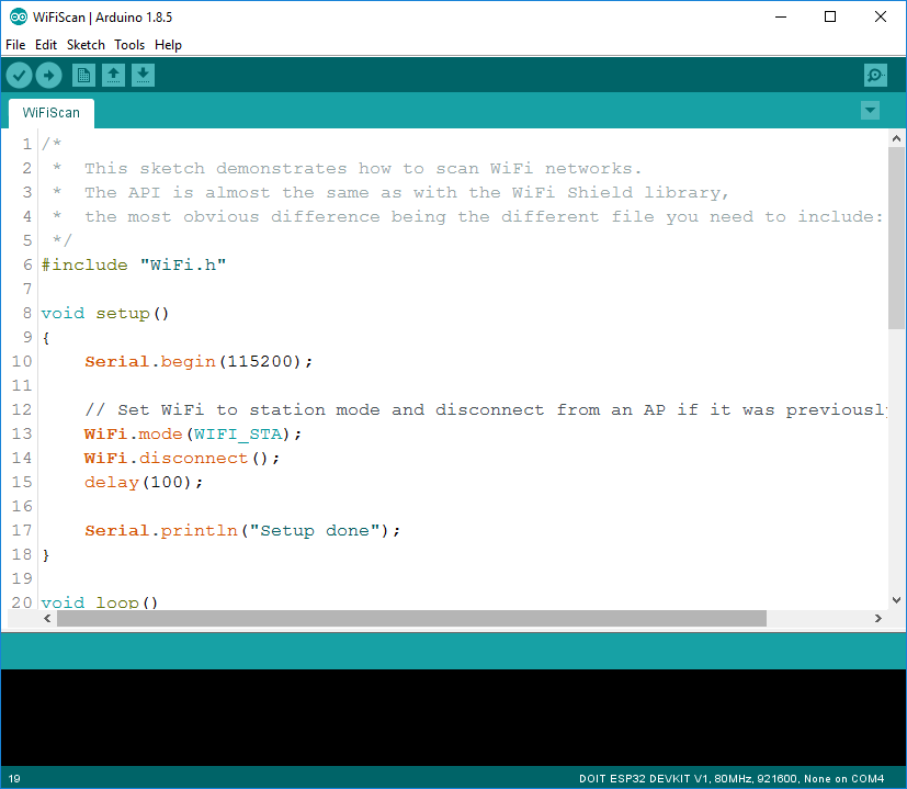 Install ESP32 Board in Arduino IDE in less than 1 minute 12 Arduino IDE uploading WiFiScan example to ESP32