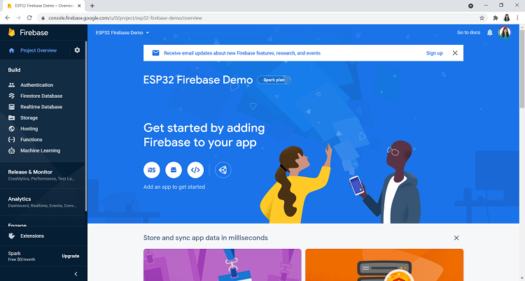 Set Up Firebase Project for ESP32 and ESP8266 Step 4