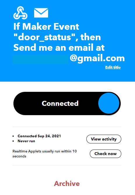 Door Status Monitor using ESP8266 with Email Notifications 15 Create applet email step 11 f