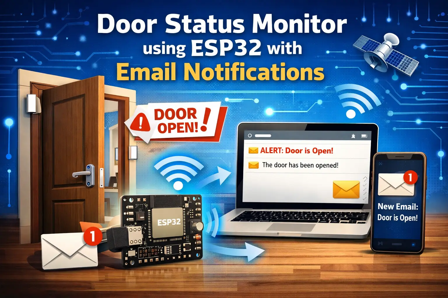 Door Status Monitor using ESP32 with Email Notifications 1 Door Status Monitor using ESP32 with Email Notifications