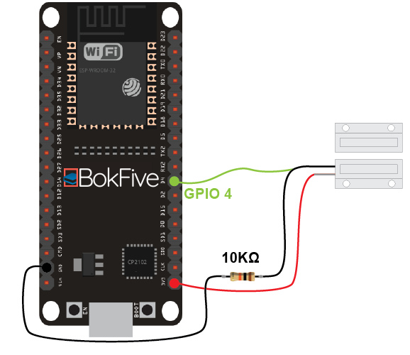 Door Status Monitor using ESP32: Schematic ESP8266 NodeMCU with Reed Switch wiring circuit diagram