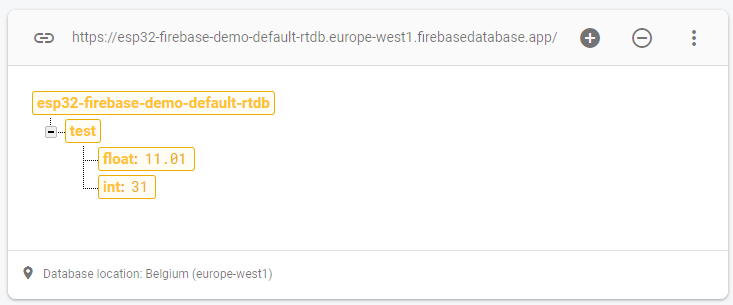 ESP32 store value to firebase database success