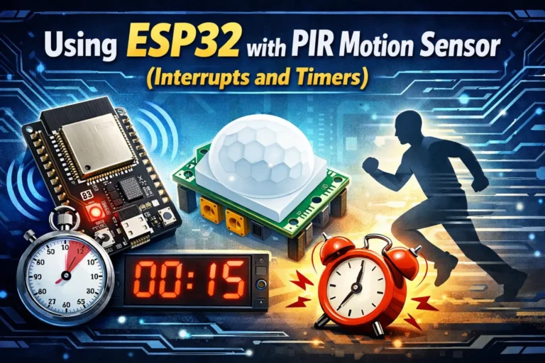 Using ESP32 with PIR Motion Sensor (Interrupts and Timers) 3 Using ESP32 with PIR Motion Sensor (Interrupts and Timers)