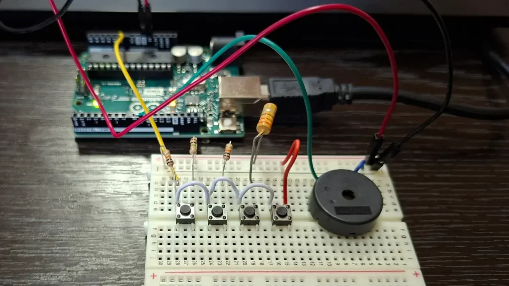 Build a simple digital keyboard that plays real notes using Arduino
