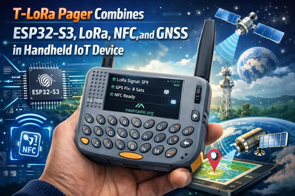 T-LoRa Pager Combines ESP32-S3, LoRa, NFC, and GNSS in Handheld IoT Device