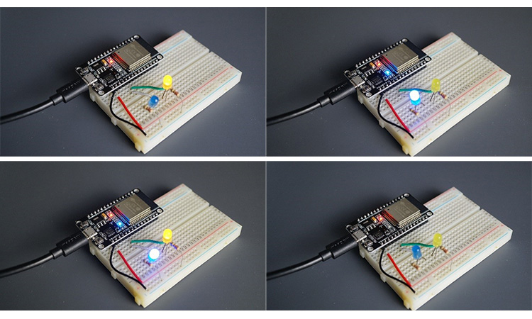 ESP32 blinking two LEDs at different rates