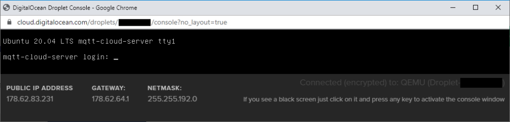 Digital Ocean VPN Linux Ubuntu Server Login Console