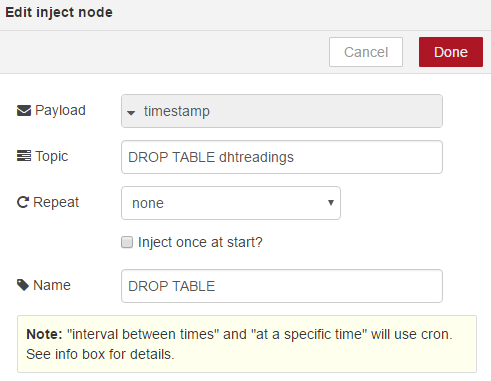 Configure your DROP inject node