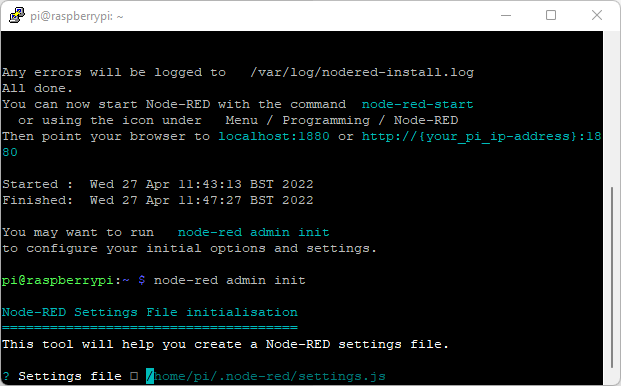 Configure Node-RED Settings