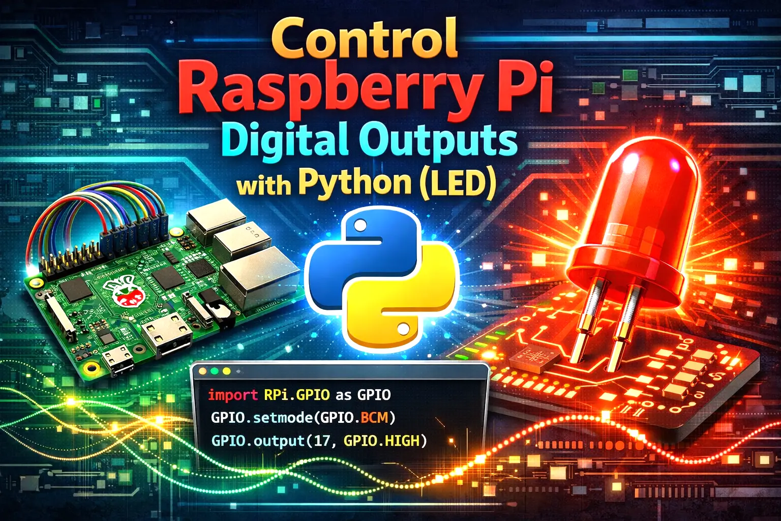 Control Raspberry Pi Digital Outputs with Python (LED)