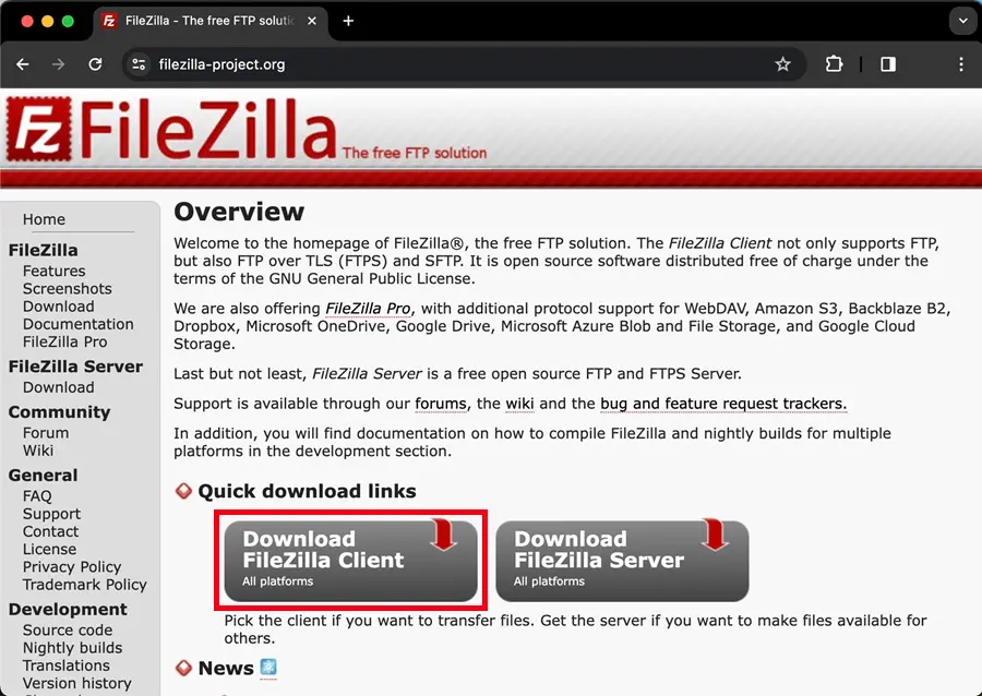 Transfer Files to and from Raspberry Pi using FileZilla FTP (Mac OS) 2 Download FileZilla File Transfer Protocol FTP Client Mac computer