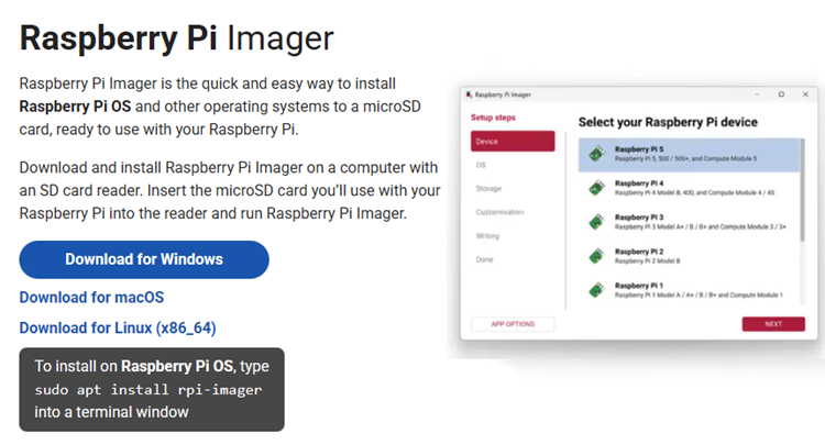 Download Raspberry Pi Imager OS