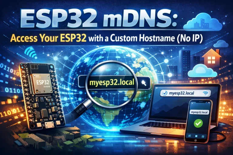 ESP32 mDNS: Access Your ESP32 with a Custom Hostname (No IP) 2 ESP32 mDNS: Access Your ESP32 with a Custom Hostname (No IP)