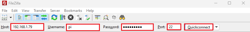 FileZilla Establish FTP connection with Raspberry Pi