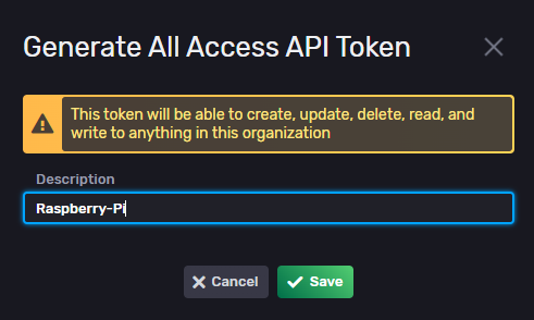 Raspberry Pi All Access API Token