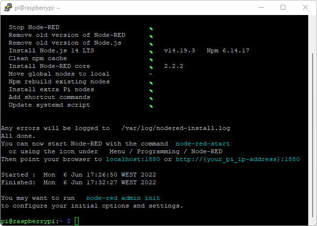 Installing Node-RED on Raspberry Pi