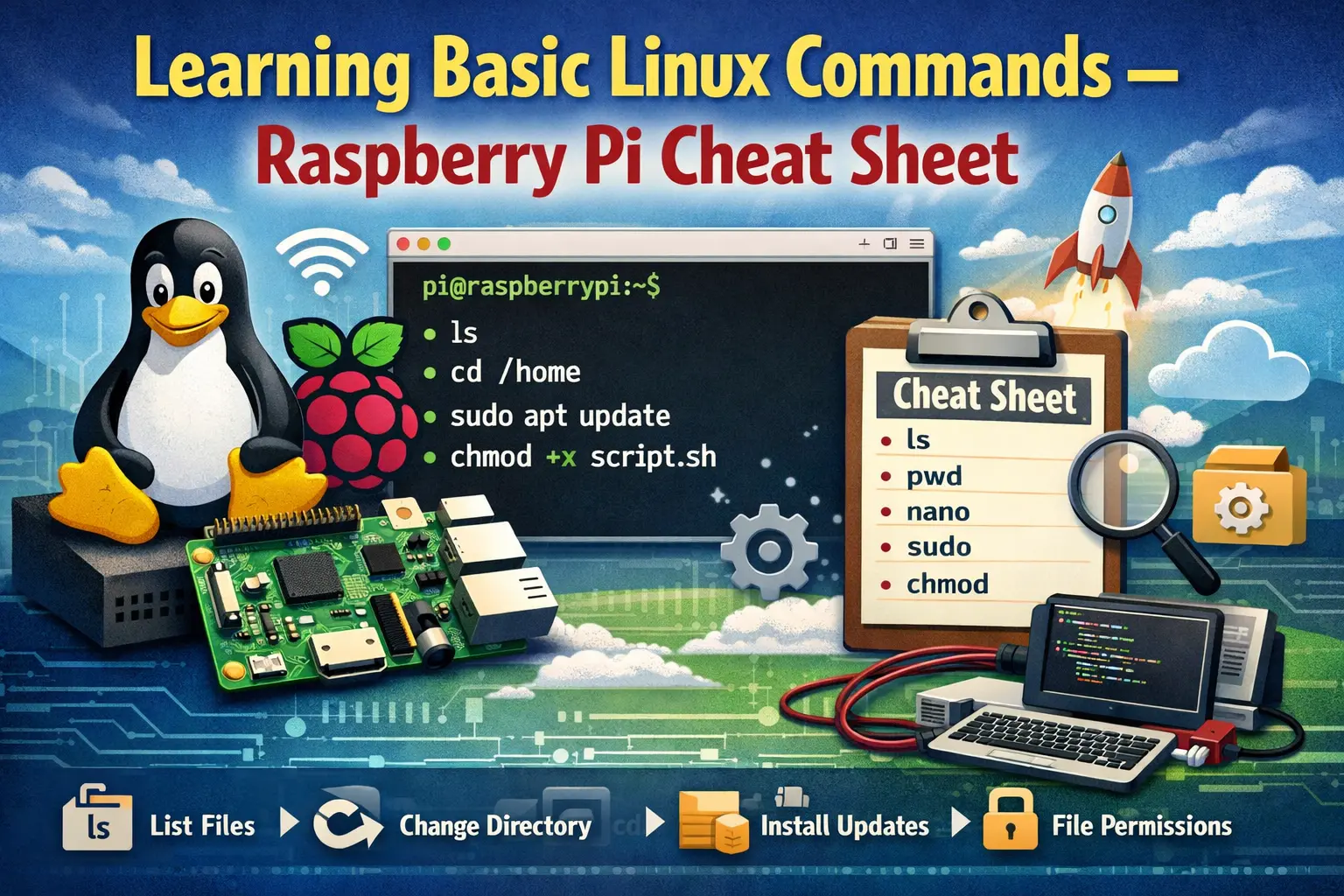 Learning Basic Linux Commands – Raspberry Pi Cheat Sheet