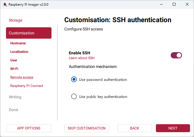 Raspberry Pi Imager - Set Up SSH