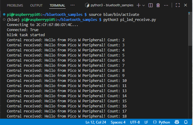 RPi Receive BLE Messages From Pico
