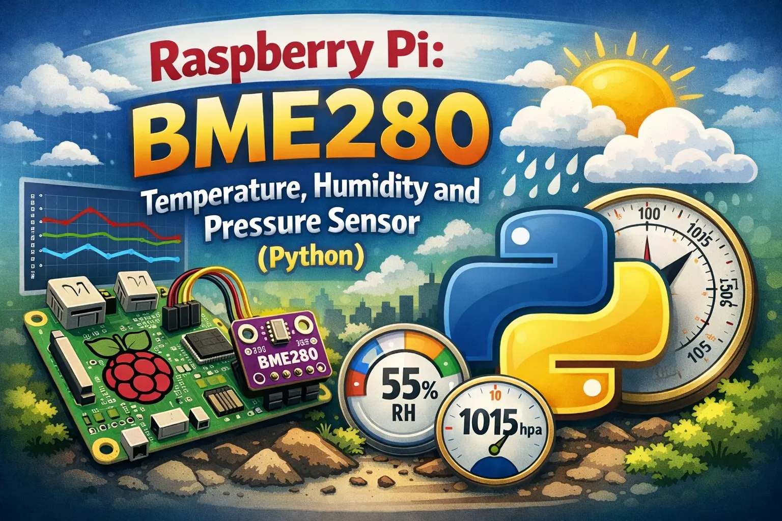 Raspberry Pi BME280 Temperature, Humidity and Pressure Sensor (Python)