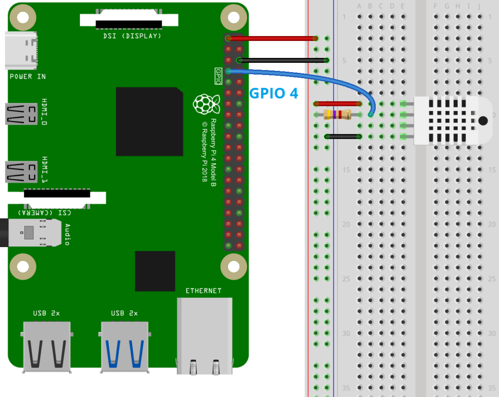 Raspberry Pi: DHT11/DHT22 Temperature and Humidity (Python) 9 Raspberry Pi DHT Sensor Wiring