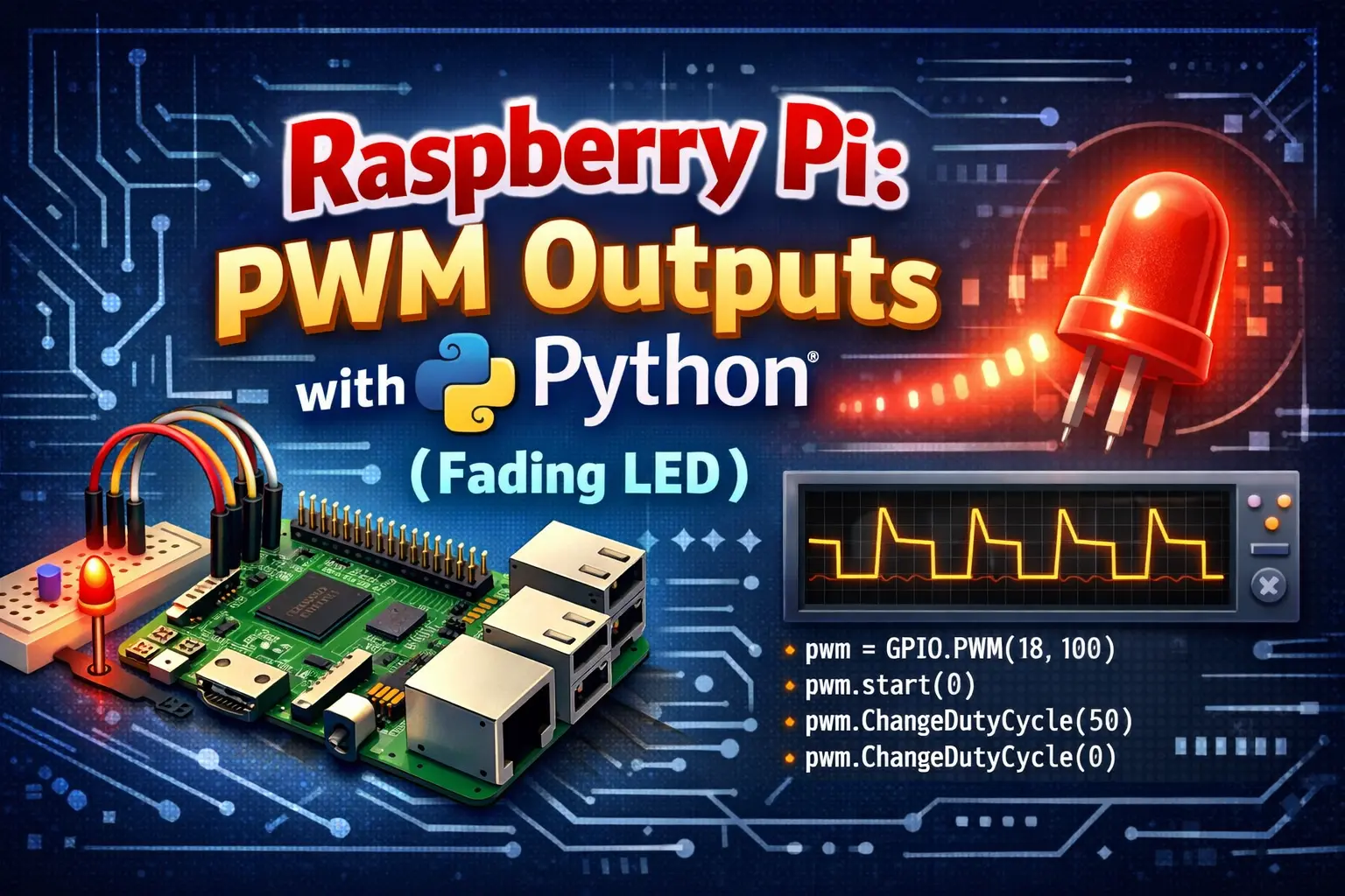 Raspberry Pi PWM Outputs with Python (Fading LED)
