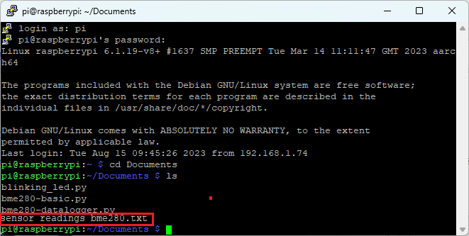Raspberry Pi with BME280: Temperature, Humidity, and Pressure Data Logger (Python) 14 Raspberry Pi List Files Putty