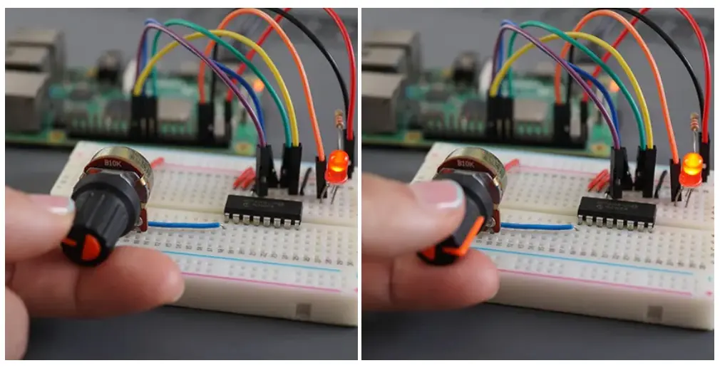 Raspberry Pi Control LED with Potentiometer