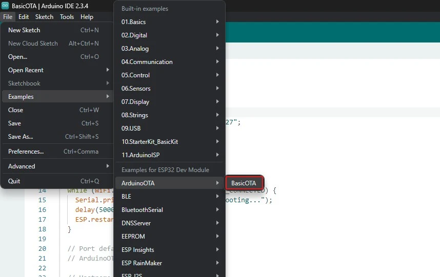 basic ota example sketch