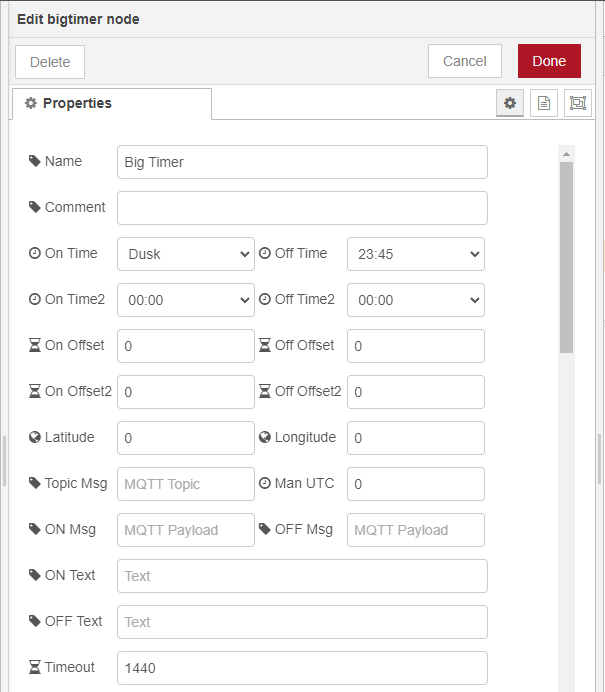 Node-RED with Big Timer Node: Create Complex Automation Schedules Easily 8 Big Timer Node Properties