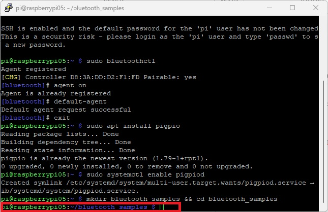 creating bluetooth samples-directory RPi