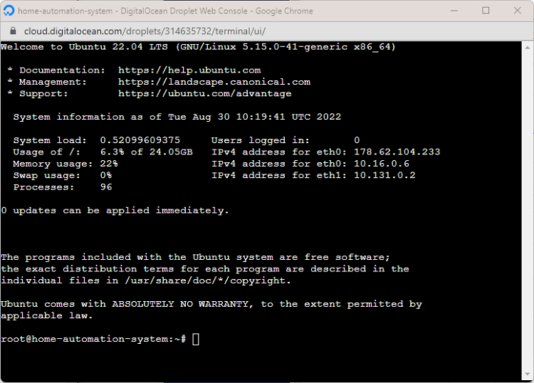 Digital Ocean VPN Linux Ubuntu Server Login Console Username Password