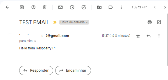 Raspberry Pi: Send an Email using Python (SMTP Server) 8 Email-Received-from-Raspberry-Pi