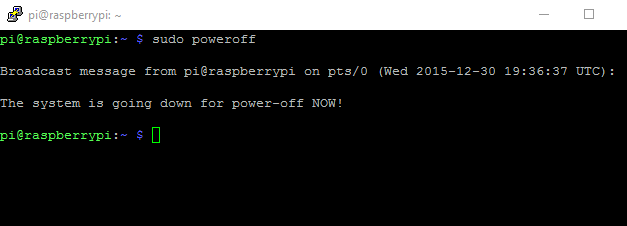following information after you use the shutdown command
