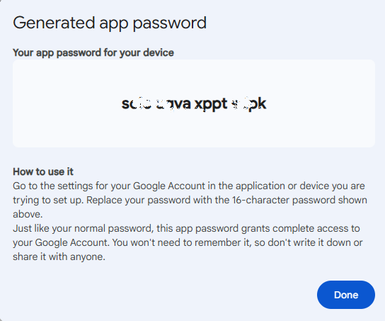 Raspberry Pi: Send an Email using Python (SMTP Server) 6 Generated app password Google Account