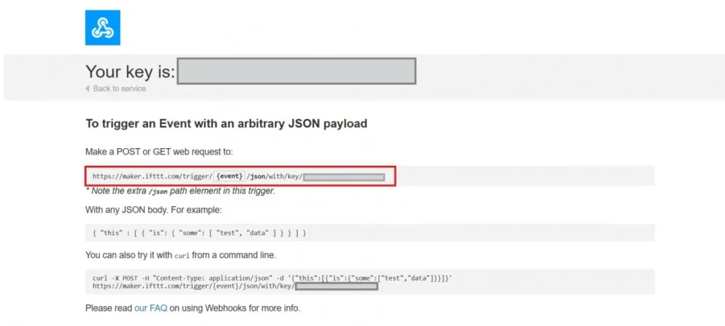 ifttt web hook url key