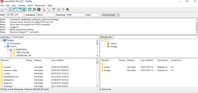 motion eye filezila 1