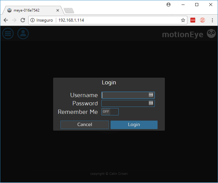 motion eye first page